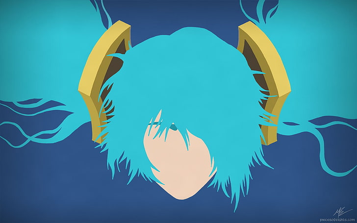 faceless person with teal hair digital wallpaper, League of Legends