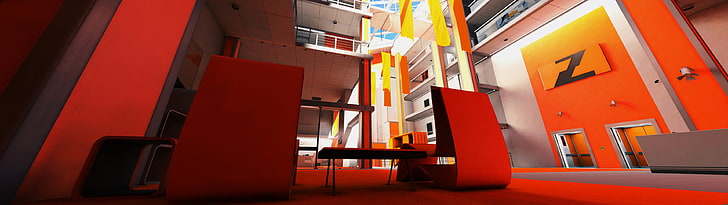 orange restaurant chair, Mirror's Edge, video games, red, no people, HD wallpaper