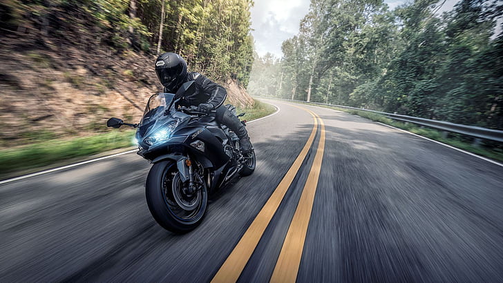 road, asphalt, vehicle, motorcycle, motion blur, Kawasaki Ninja ZX-6R