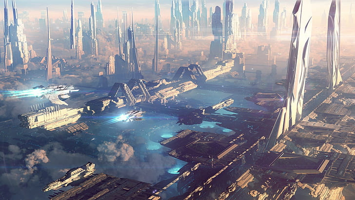 city, skyscraper, science fiction, futuristic, futuristic city, HD wallpaper