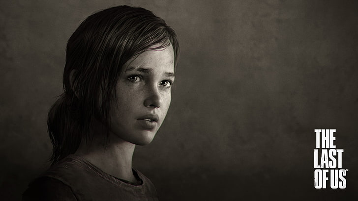 The Last of Us poster, video games, Ellie, monochrome, portrait, HD wallpaper