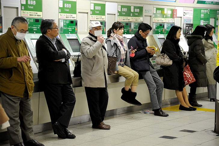 Japan, group of people, men, real people, women, adult, public transportation, HD wallpaper