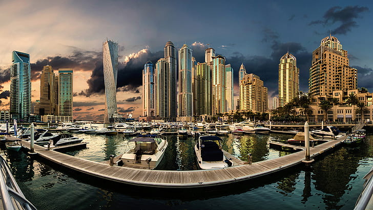 United Arab Emirates Dubai Marina Sunset City Landscape Urban Area Desktop Hd Wallpapers For Mobile Phones And Computer 3840×2160