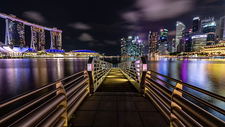 Marina Bay At Night Singapore 4K 8K, HD wallpaper