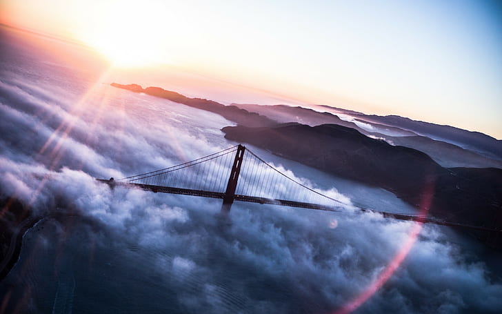 Gilden Gate bridge, USA, clouds, America, Golden Gate, HD wallpaper