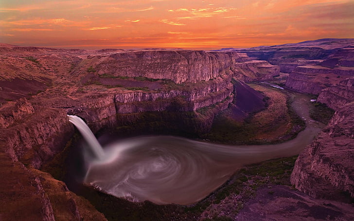 Waterfalls, Palouse Falls, America, Canyon, River, Rock, USA, HD wallpaper