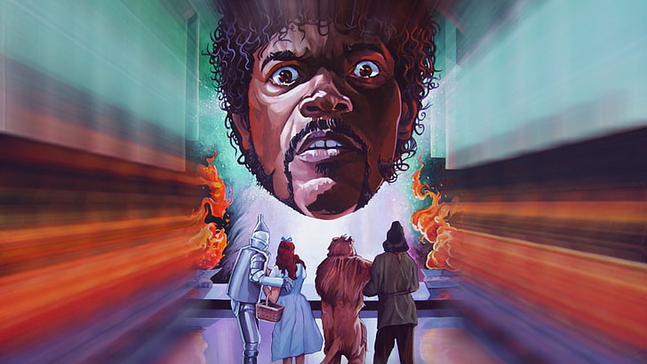 movies, The Wizard of Oz, artwork, crossover, Samuel L. Jackson, HD wallpaper