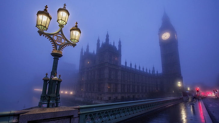mist, westminster bridge, united kingdom, london, big ben, europe, HD wallpaper