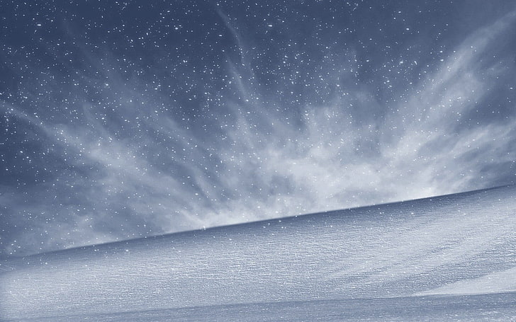 black and white bed mattress, CGI, snow, stars, star - space