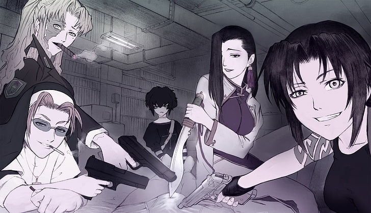 anime character illustration, Black Lagoon, Revy, Shenhua, Sawyer the Cleaner, HD wallpaper