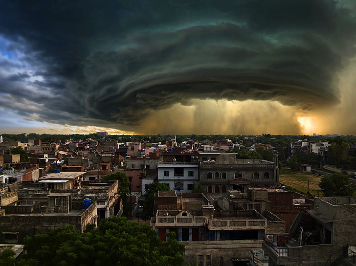 cyclone, clouds, Weather station, city, photography, Lahore, HD wallpaper
