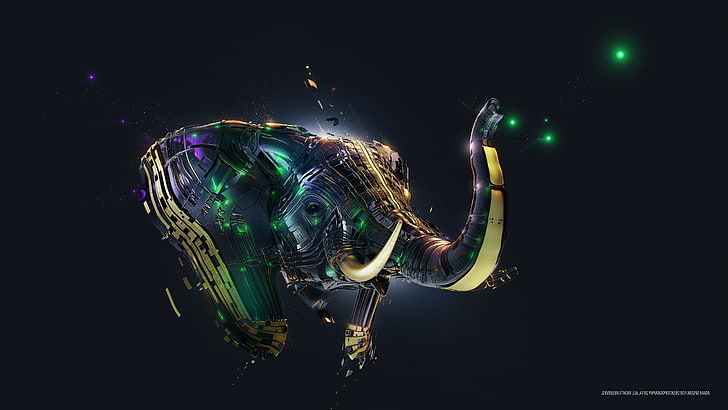 desktopography elephants digital art adam spizak animals simple background, HD wallpaper