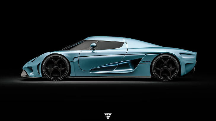 Koenigsegg, Hypercar, digital art, blue cars, vehicle, Giacomo Geroldi, HD wallpaper