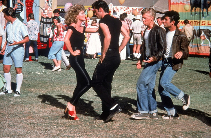 grease, group of people, full length, men, crowd, dancing, event
