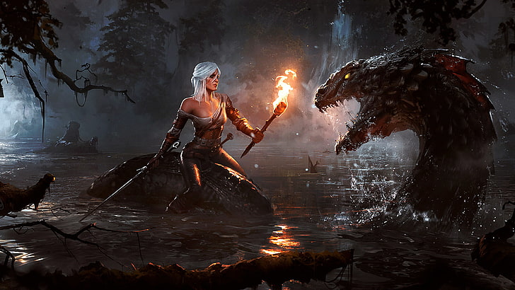 the witcher ciri, water, nature, adult, women, arts culture and entertainment, HD wallpaper