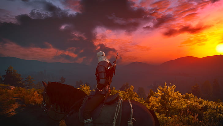 The Witcher, The Witcher 3: Wild Hunt, video games, sky, sunset, HD wallpaper