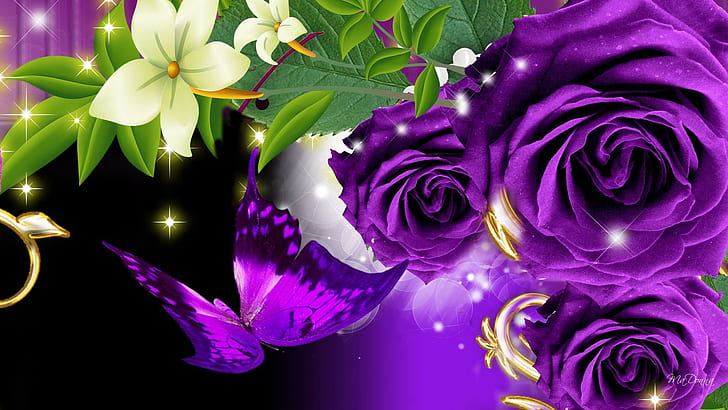 Purple Shines, purple roses poster, glitter, astounding, twinkle, HD wallpaper