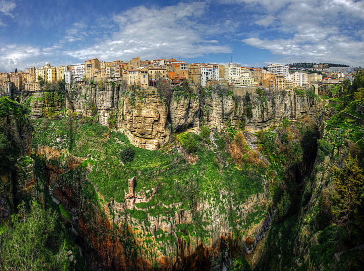 Constantine, Algeria, green cliff, Travel, Africa, City, Town, HD wallpaper