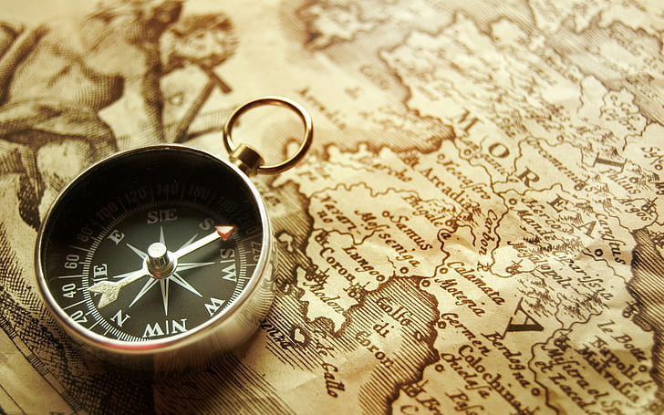 compass, map, Arrow, HD wallpaper
