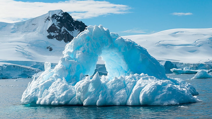 iceberg, nature, landscape, winter, snow, mountains, snowy peak, HD wallpaper