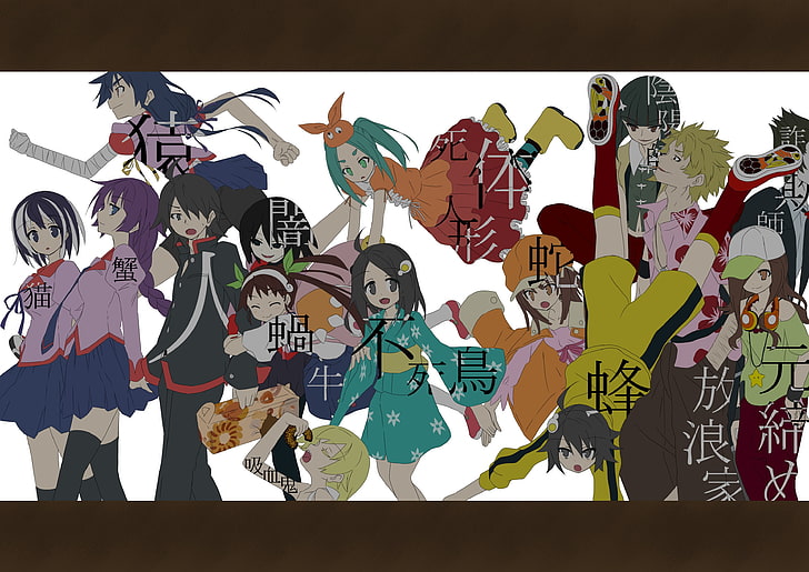 Monogatari Series, Oshino Shinobu, Araragi Koyomi, Hachikuji Mayoi, HD wallpaper