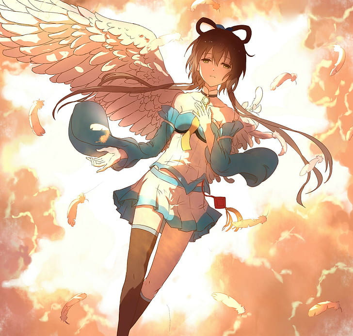anime girls, Vocaloid, wings, Luo Tianyi, HD wallpaper