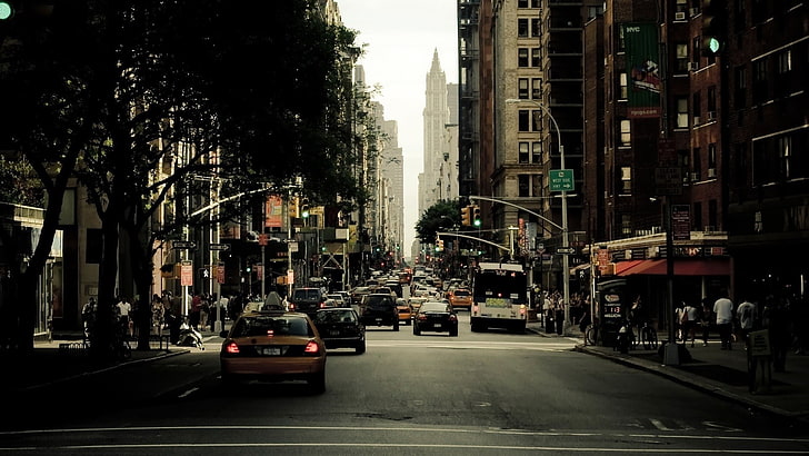 traffic lights, city, cityscape, street, USA, New York City, transportation, HD wallpaper