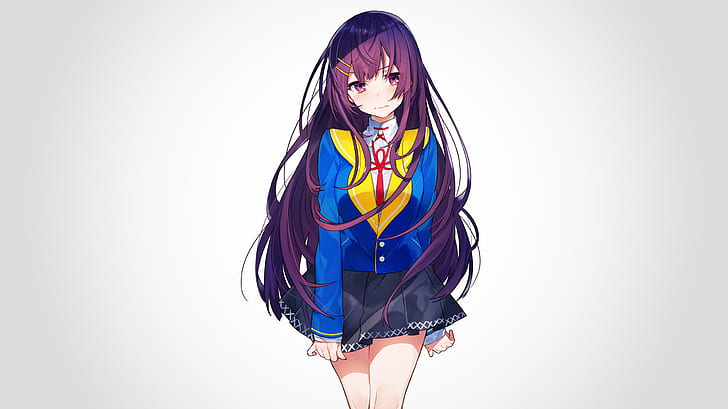 HD wallpaper: anime girls, original characters, purple hair, blushing,  purple eyes | Wallpaper Flare