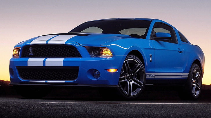 blue Ford Mustang Shelby, car, Ford Shelby GT500, mode of transportation, HD wallpaper