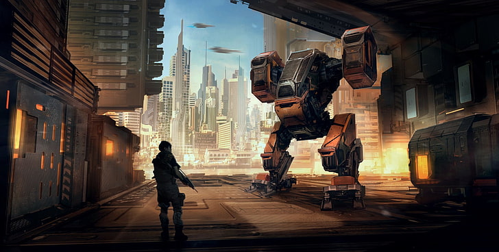 HD wallpaper: Sci Fi, Robot, City, Soldier | Wallpaper Flare