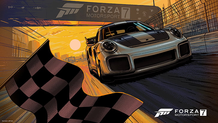 white and black Porsche 911, Forza Motorsport 7, Porsche 911 GT2 RS, HD wallpaper