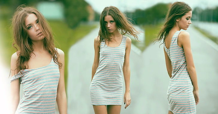 collage, model, Nipples Through Clothing, women, Xenia Kokoreva, HD wallpaper