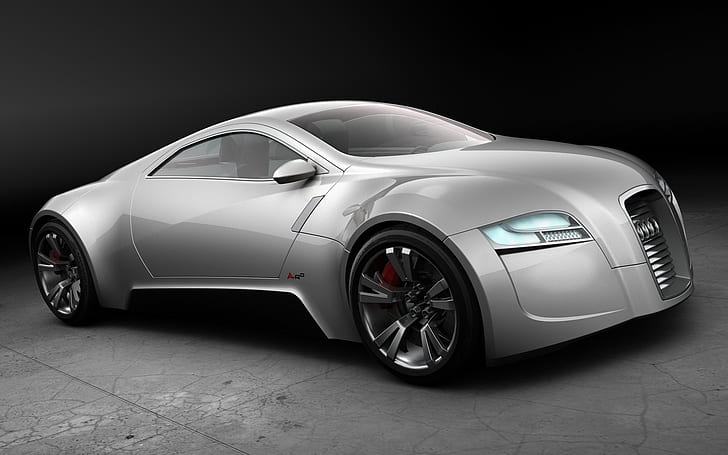 Audi R-Zero Concept, grey sports car, audi concept car