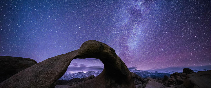 Arc National Park, Utah, space, long exposure, stone arch, star - space