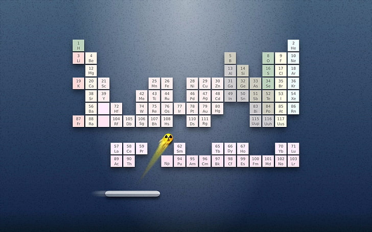 Periodic Table game illustration, flat lay photography of periodic table crashing game application, HD wallpaper