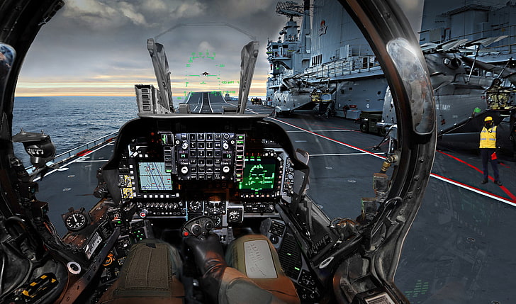 black leather gloves, Harrier, Royal Navy, cockpit, helicopters