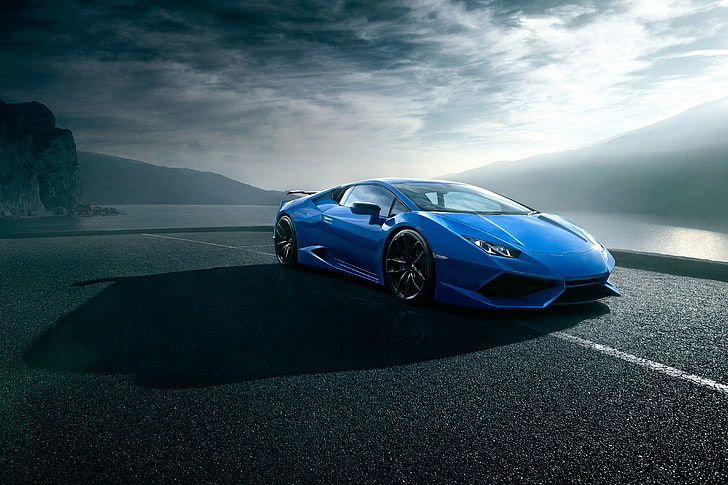 blue sport car, Lamborghini, Novitec Torado, Huracan, hurakan