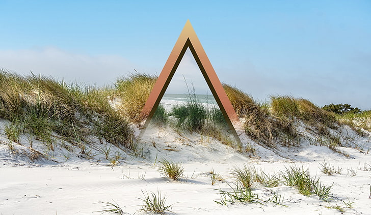 dune, triangle, beach, plant, land, nature, no people, sky, HD wallpaper