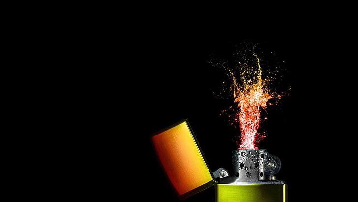 green, red, and orange lighter, colorful, simple background, copy space, HD wallpaper