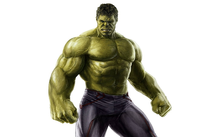 Incredible Hulk illustration, superhero, white background, Marvel Comics, HD wallpaper