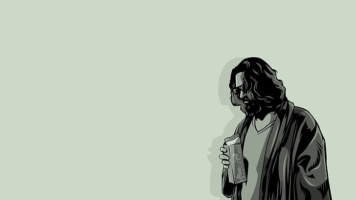 The Dude, minimalism, Jeff Bridges, simple background, vector