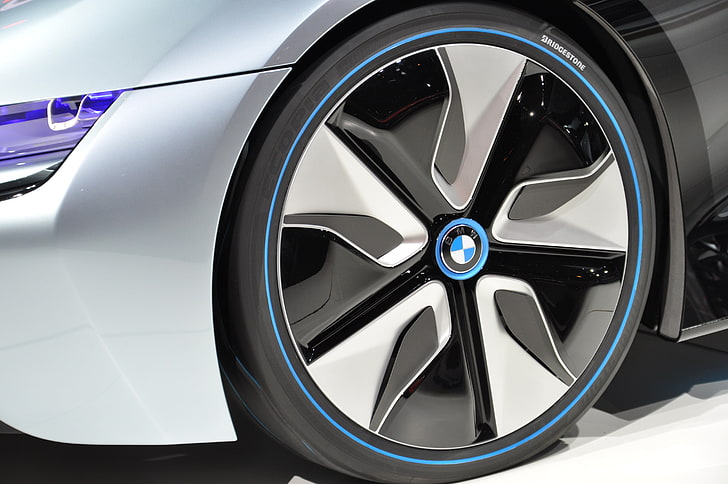 black and gray 5-spoke car wheel with tire, BMW i8, IAA, rims
