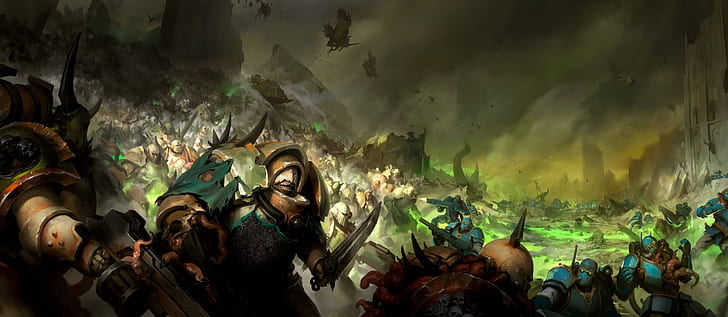 demon, chaos, Warhammer 40 000, Death Guard, plate, Nurgle, HD wallpaper
