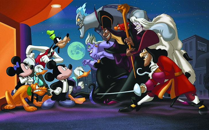 Disney, Captain Hook, Collage, Daffy Duck, Daisy Duck, Goofy, HD wallpaper