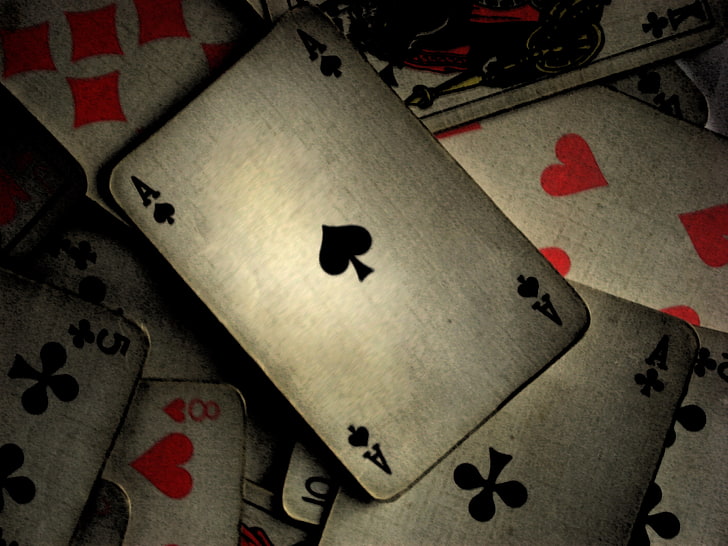 HD wallpaper: four ace playing cards, macro, letters, game, characters ...