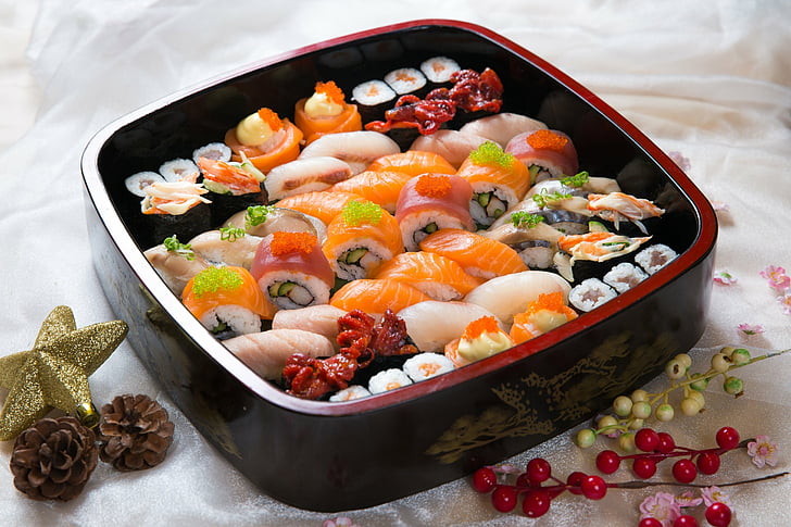 Food, Sushi, Fish, Rice, Seafood, HD wallpaper