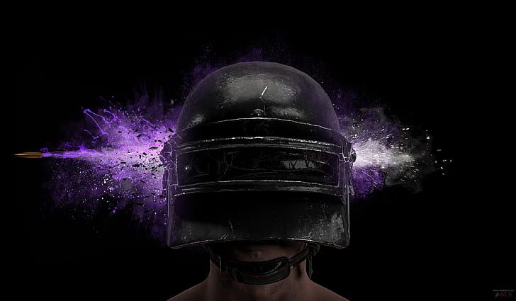 HD wallpaper: PUBG, helmet, bullet, video games, PC gaming, purple, simple  background | Wallpaper Flare