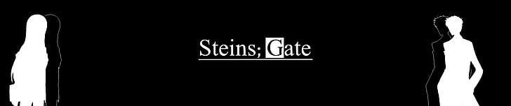 Steins; Gate text with black as background, anime, Steins;Gate