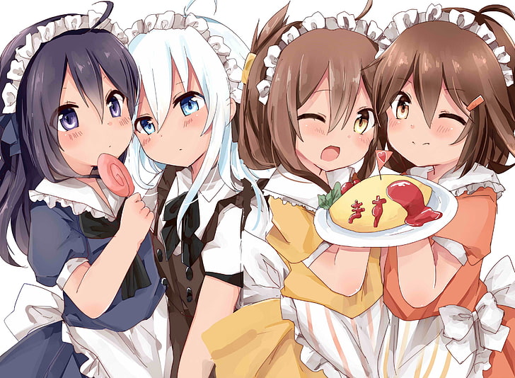 Kantai Collection, anime girls, anime girls eating, childhood