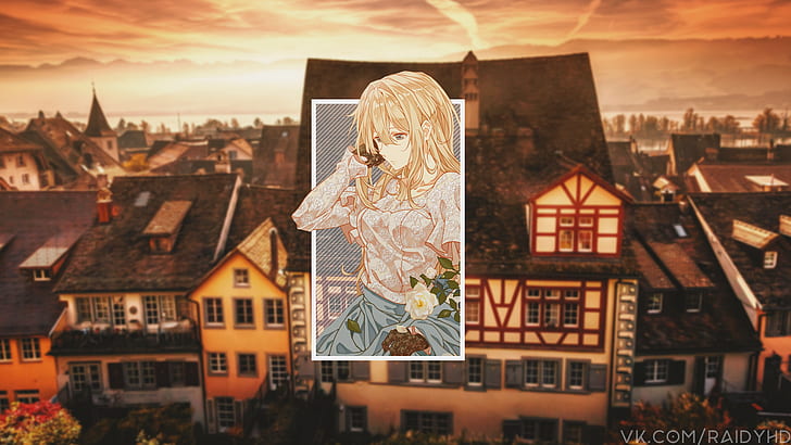 anime, anime girls, picture-in-picture, Violet Evergarden